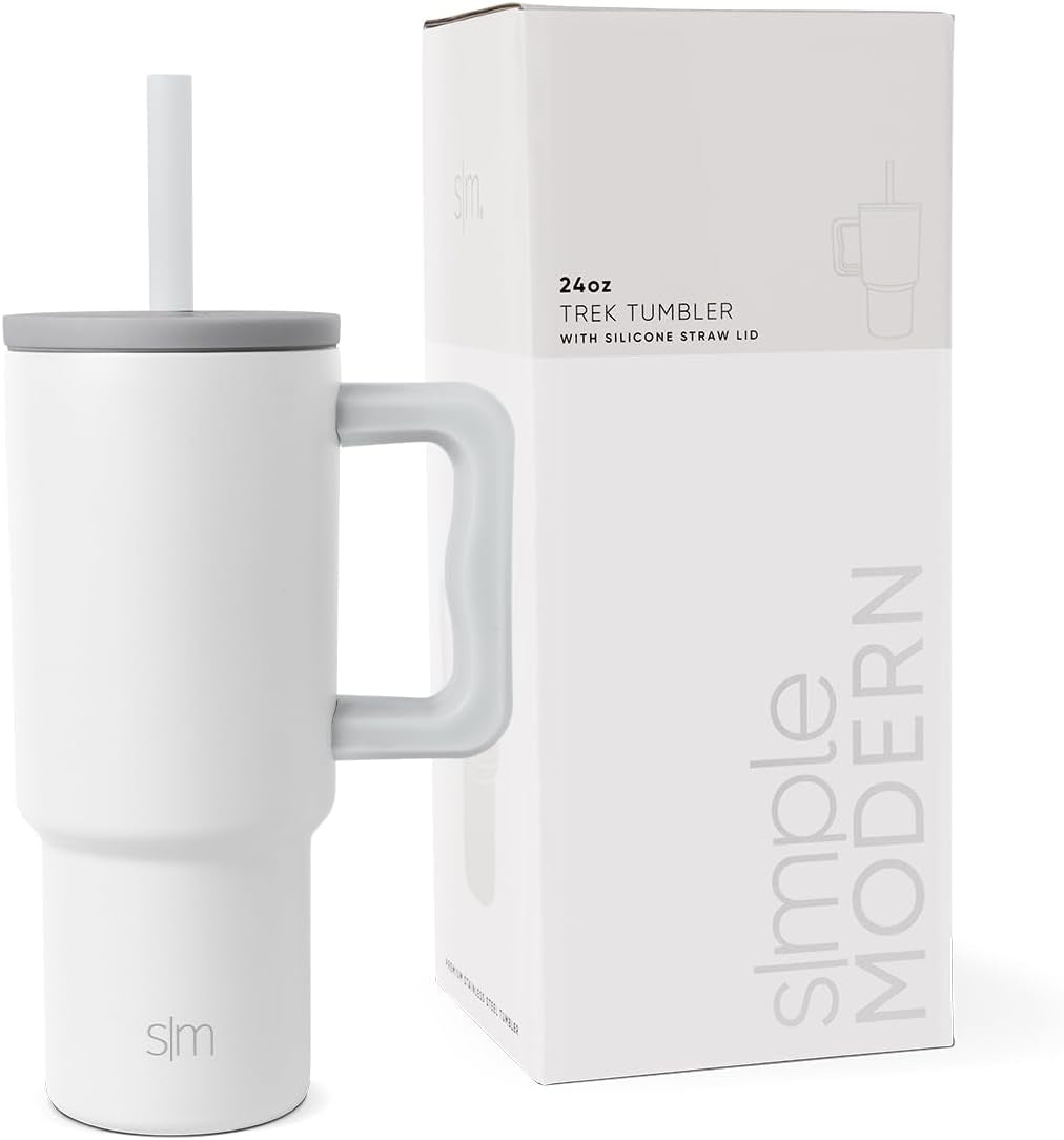 Simple Modern Kids 24 Oz Tumbler with Handle and Silicone Straw Lid | Spill Proof and Leak Resistant | Reusable Stainless Steel Bottle | Gift for Kids Boys Girls | Trek Collection | Cool Gray Mix