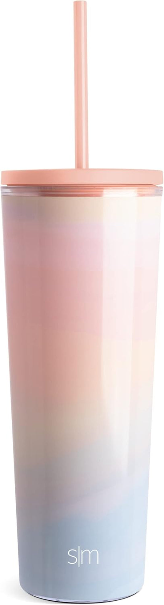 Simple Modern Plastic Tumbler with Straw Classic Collection 710ml Sherbet Swirl