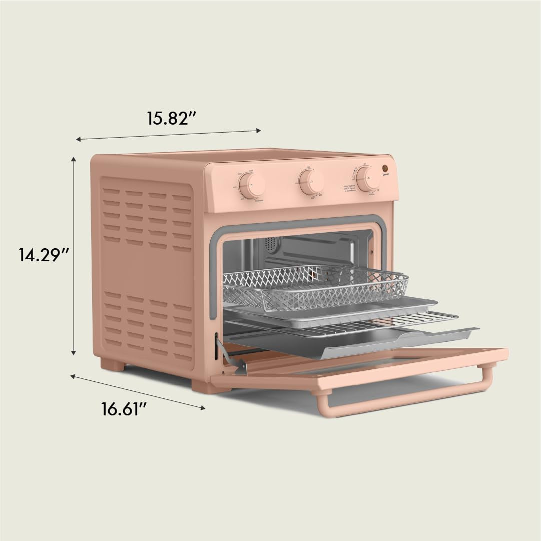 Bella Air Fry Toaster Oven, 7 Preset Cooking Options, Dishwasher-Safe Evergood Coated Trays Included, 60-Minute Auto Shutoff W Audible Timer, Power Indicator Light, 1700 Watt, Blossom