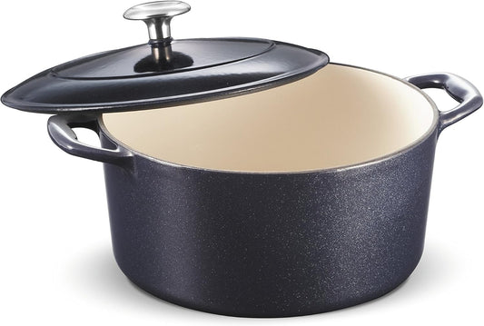 Tramontina 80131/038DS Enameled Cast Iron Covered round Dutch Oven, 5.5-Quart, Dark Blue