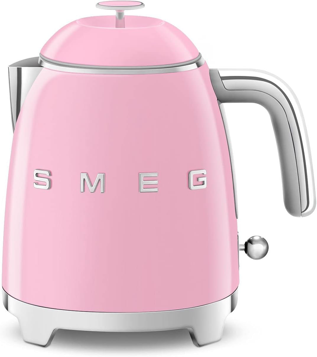 SMEG Mini 50'S Retro Style 3 Cup Electric Kettle with Double Wall anti Slip Base and Water Level Indicator (Pink)