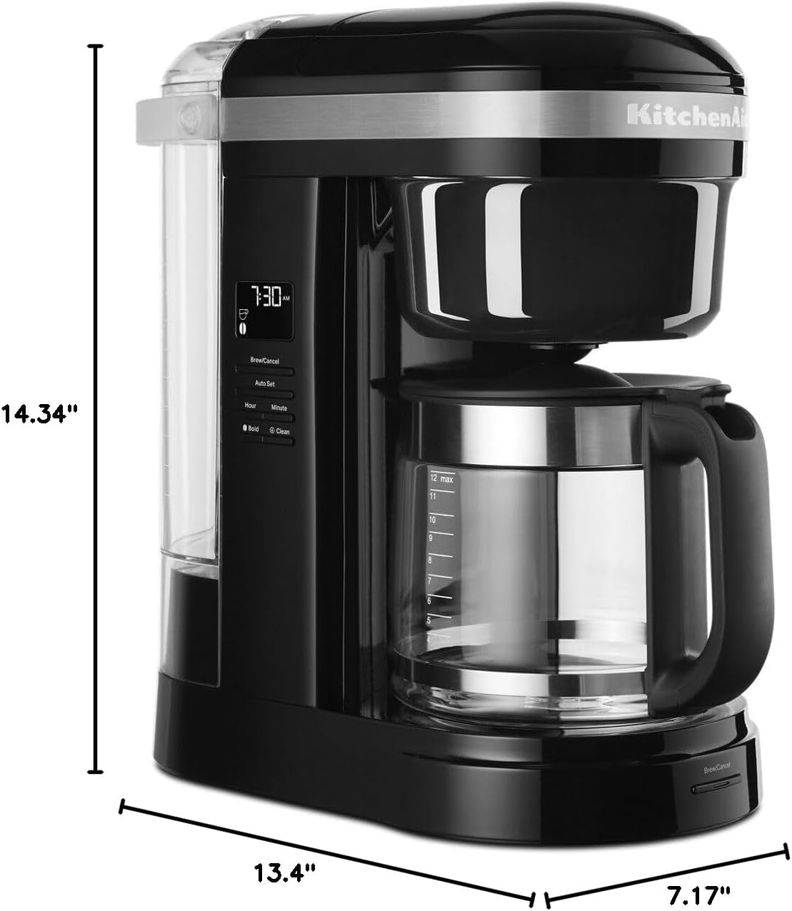 Kitchenaid KCM1208OB Drip Spiral Showerhead Coffee Maker, 12 Cup, 7.17"D X 13.4"W X 14.34"H, Onyx Black