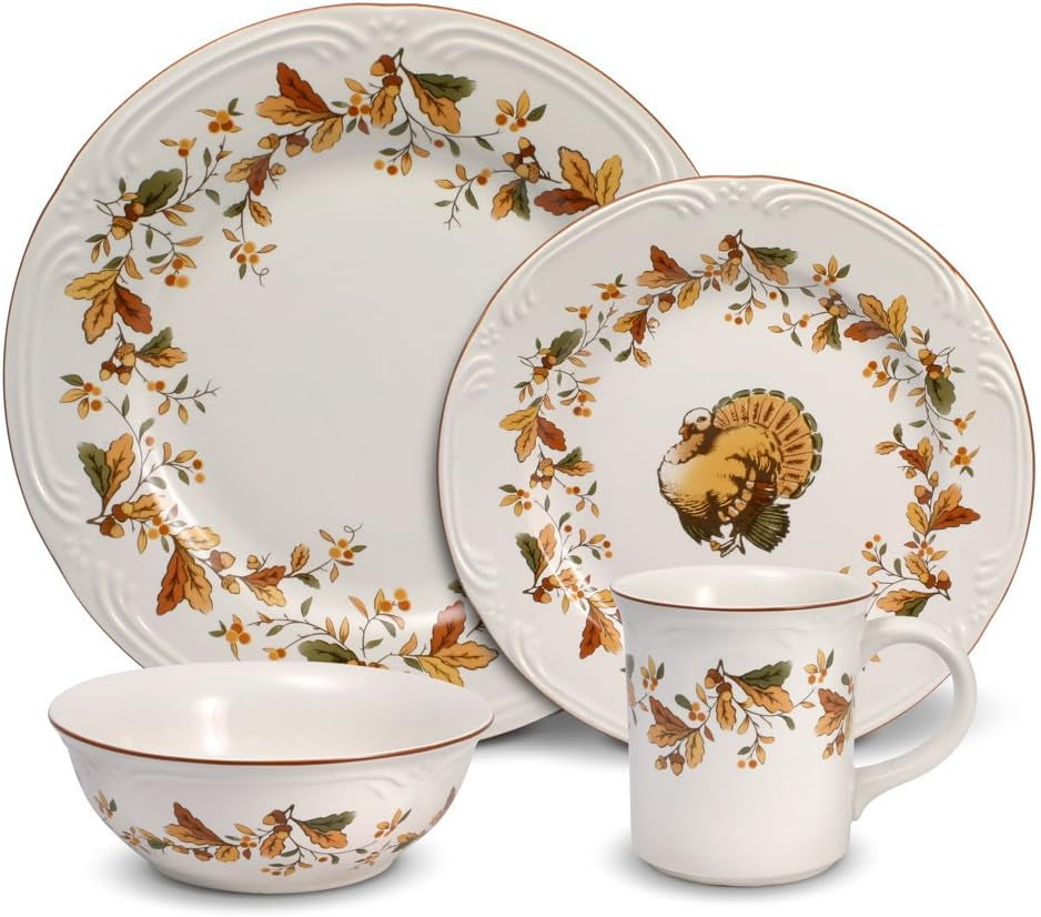 Pfaltzgraff Autumn Berry 16 Piece Dinnerware Set, Service for 4, Multi Colored