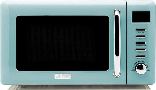 Haden Cubic Foot Microwave Oven with Digital Controls and Instant Start Countertop 700 Watt 0.7 Turquoise & Chrome