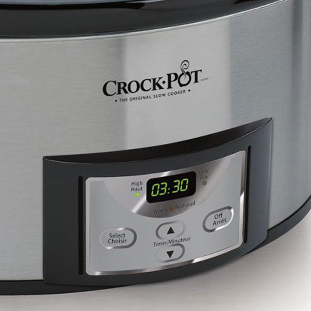 Crock-Pot 6 Quart Cook & Carry Programmable Slow Cooker with Digital Timer, Stainless Steel (CPSCVC60LL-S), Pack of 1