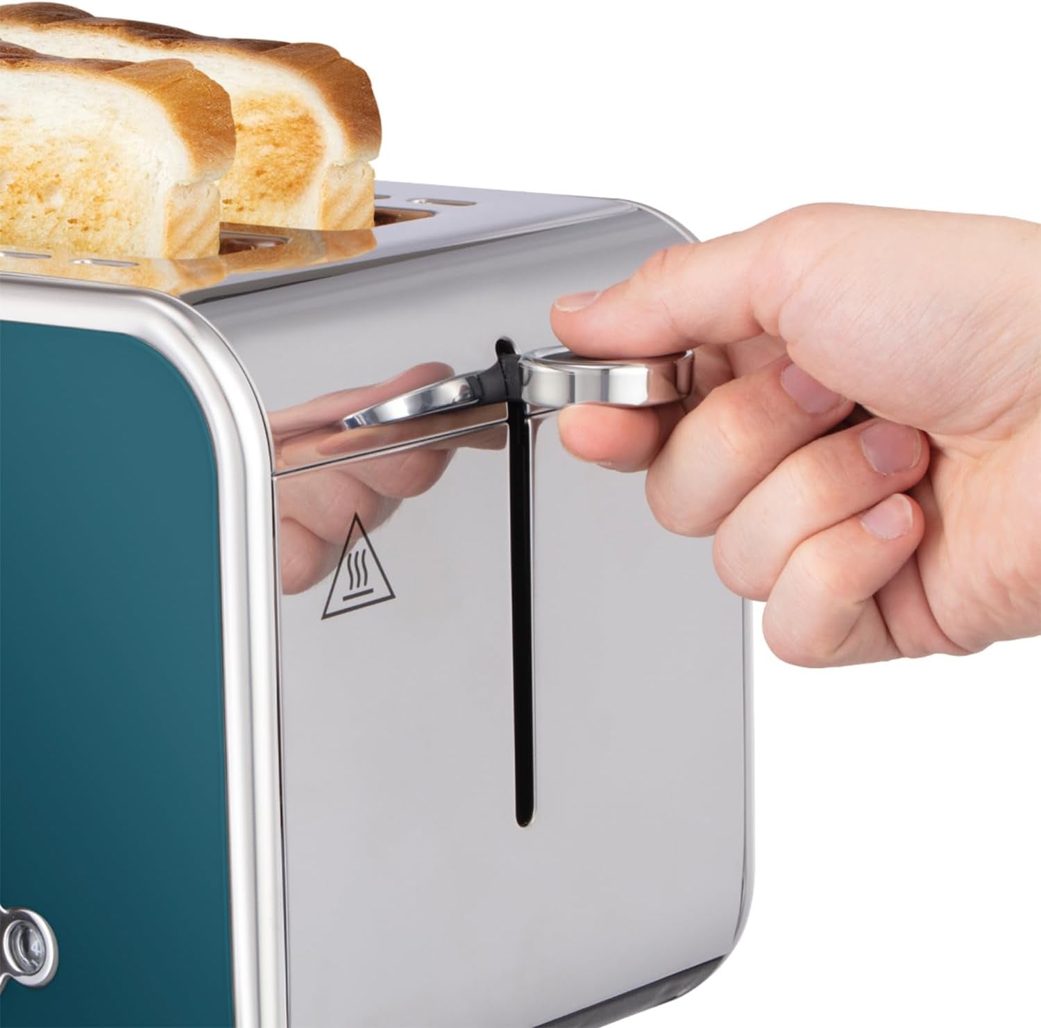 2 Slice Distinctions Toaster (Countdown to Ready, Extra Wide & Long Slots, 6 Browning Levels & Defrost/Reheat/Cancel, Lift & Look Feature, 1600W, Stainless Steel & Ocean Blue) 26431