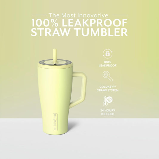 Brümate Era 30 Oz Tumbler with Handle and Straw | 100% Leakproof Insulated Tumbler with Lid and Straw | Made of Stainless Steel | Cup Holder Friendly Base | 30Oz (Prickly Pear)