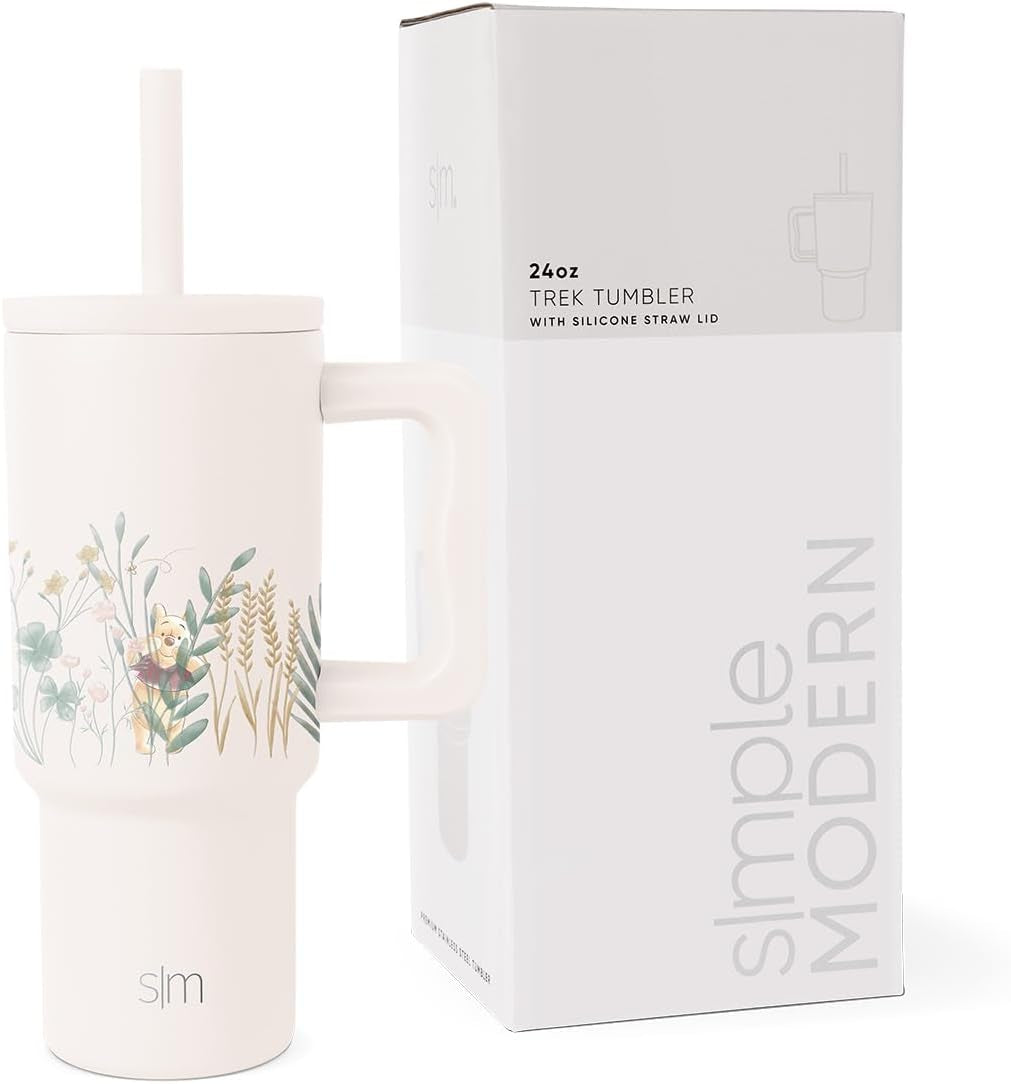 Simple Modern Disney Kids 24 Oz Tumbler with Handle and Silicone Straw Lid | Spill Proof Leak Resistant | Stainless Steel Bottle | Gift Boys Girls | Trek Collection | Winnie the Pooh in the Wilderness