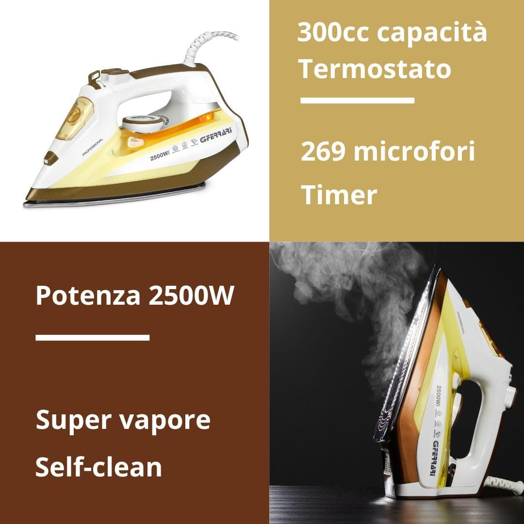 G3 Ferrari Steam Iron Self-Clean and Spray Function Stainless Steel Plate 25000 W 