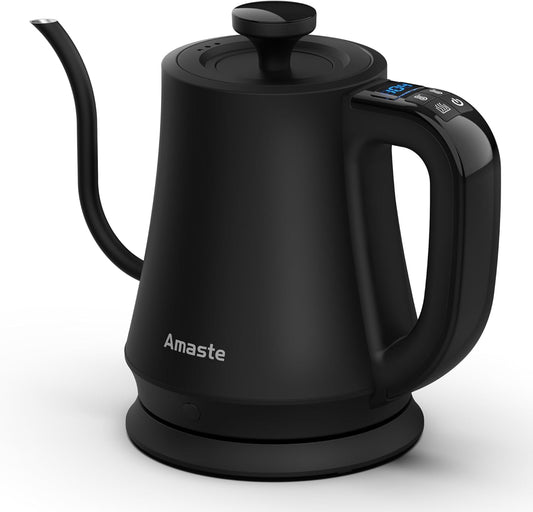 Amaste Gooseneck Electric Kettle, Electric Tea Kettle with Temperature Control, 34Oz Pour over Electric Kettle for Coffee & Tea, 304 Stainless Steel Inner, Auto Shut-Off & Keep Warm, Matte Black