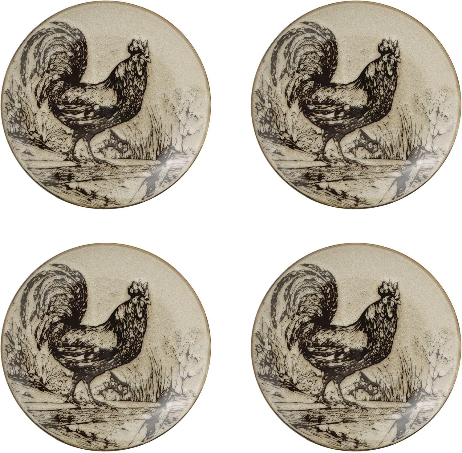 Pfaltzgraff Homespun Rooster 16-Piece Dinnerware Set, Service for 4 Brown