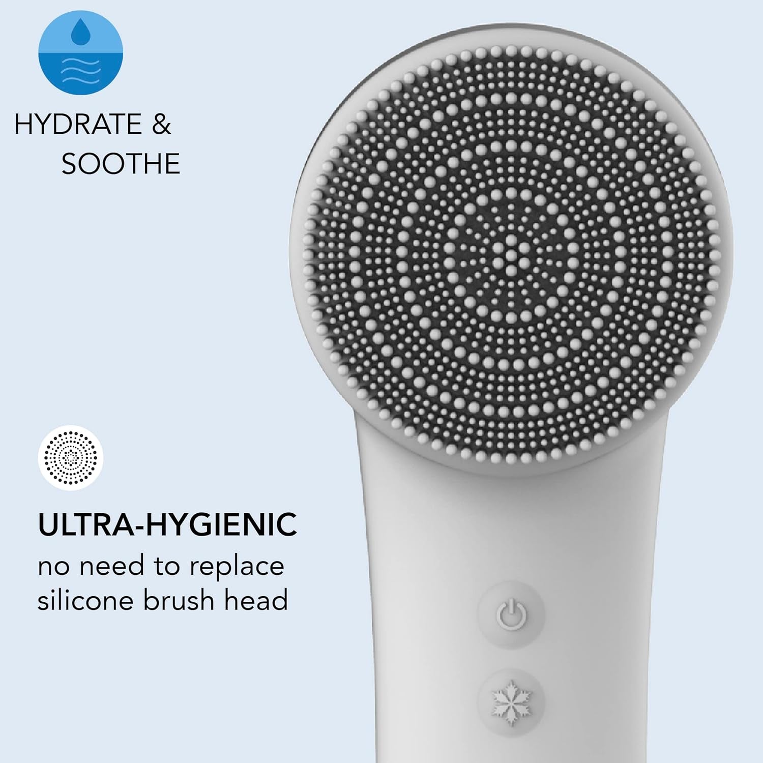 Skn by Conair Cryotherapy Advanced Facial Cleansing Brush, Featuring Ultra-Hygienic Silicone Brush Head and Cool Plate to Help Soothe Inflammation and Reduce Puffiness