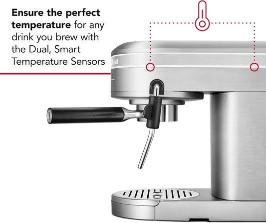 Kitchenaid Metal Semi-Automatic Espresso Machine - KES6503, Brushed Stainless Steel, 1.4 Liters