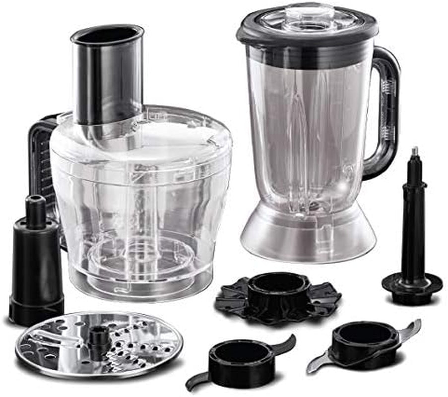 Desire Electric Food Processor, Bowl with 1.5L Usable Capacity, 1.5L Plastic Jug, Stainless Steel Blades, Reversible Slicing/Shredding Disk, Dough Hook & Creaming Disk Inc, 600W, 24732