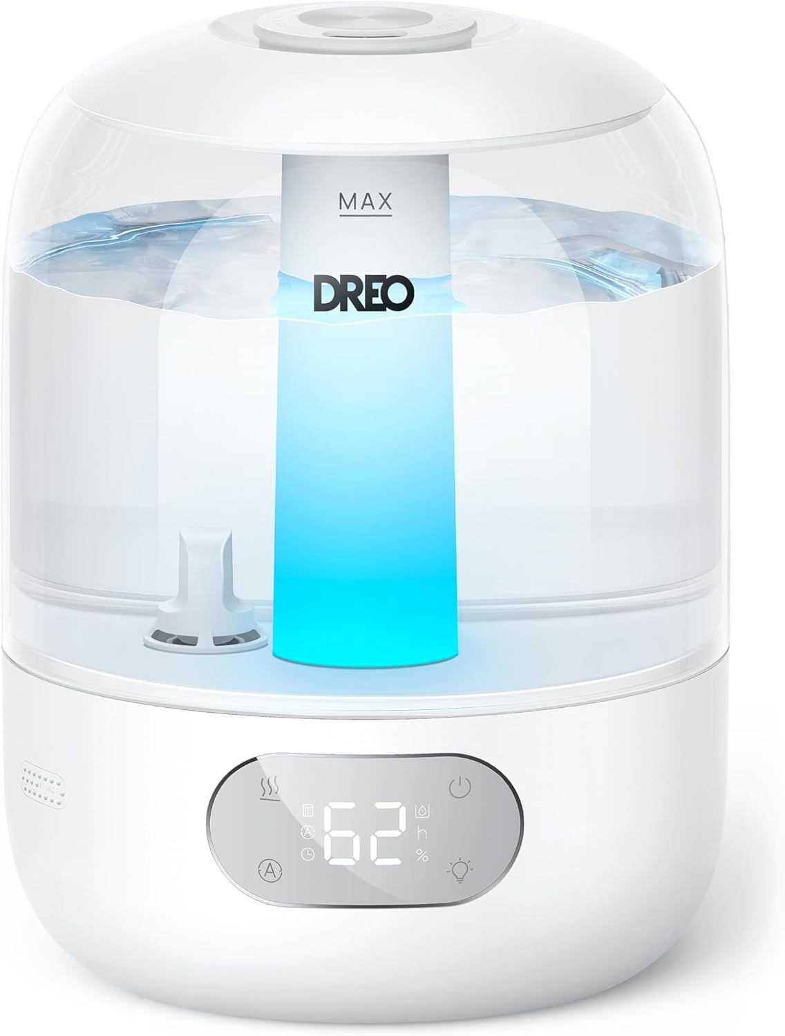 Dreo Humidifiers for Bedroom, Cool Mist Ultrasonic Humidifiers with Oil Diffuser, 30Hr Runtime, Top Fill 3L Tank, Humidity Sensor, Night Light for Baby, Nursery, 360° Nozzle for Plants and Home, White