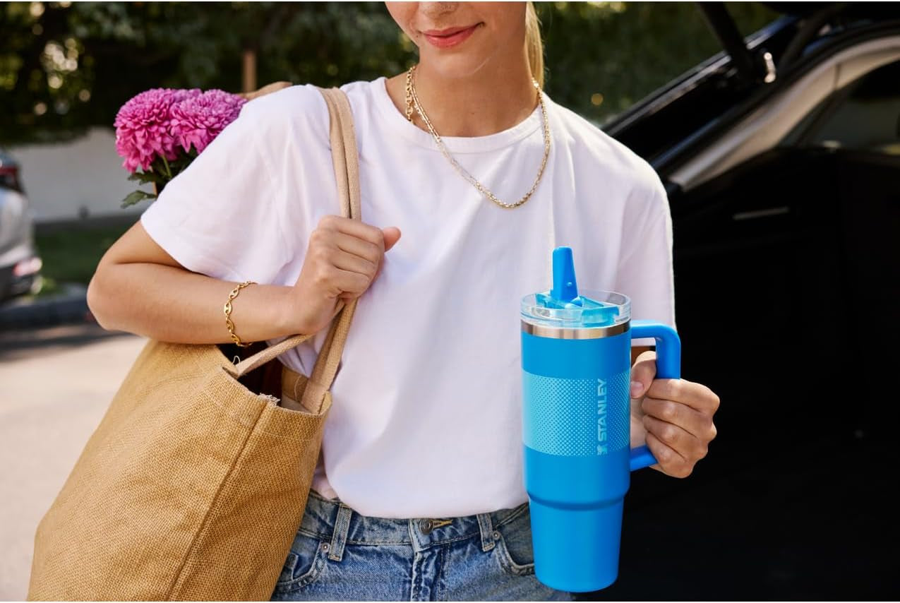 Stanley Quencher Protour Flip Straw Tumbler with Leakproof Lid 30 Oz | Built-In Straw & Handle | Cupholder Compatible for Travel | Insulated Stainless Steel Cup | Bpa-Free | Rose Quartz Fade