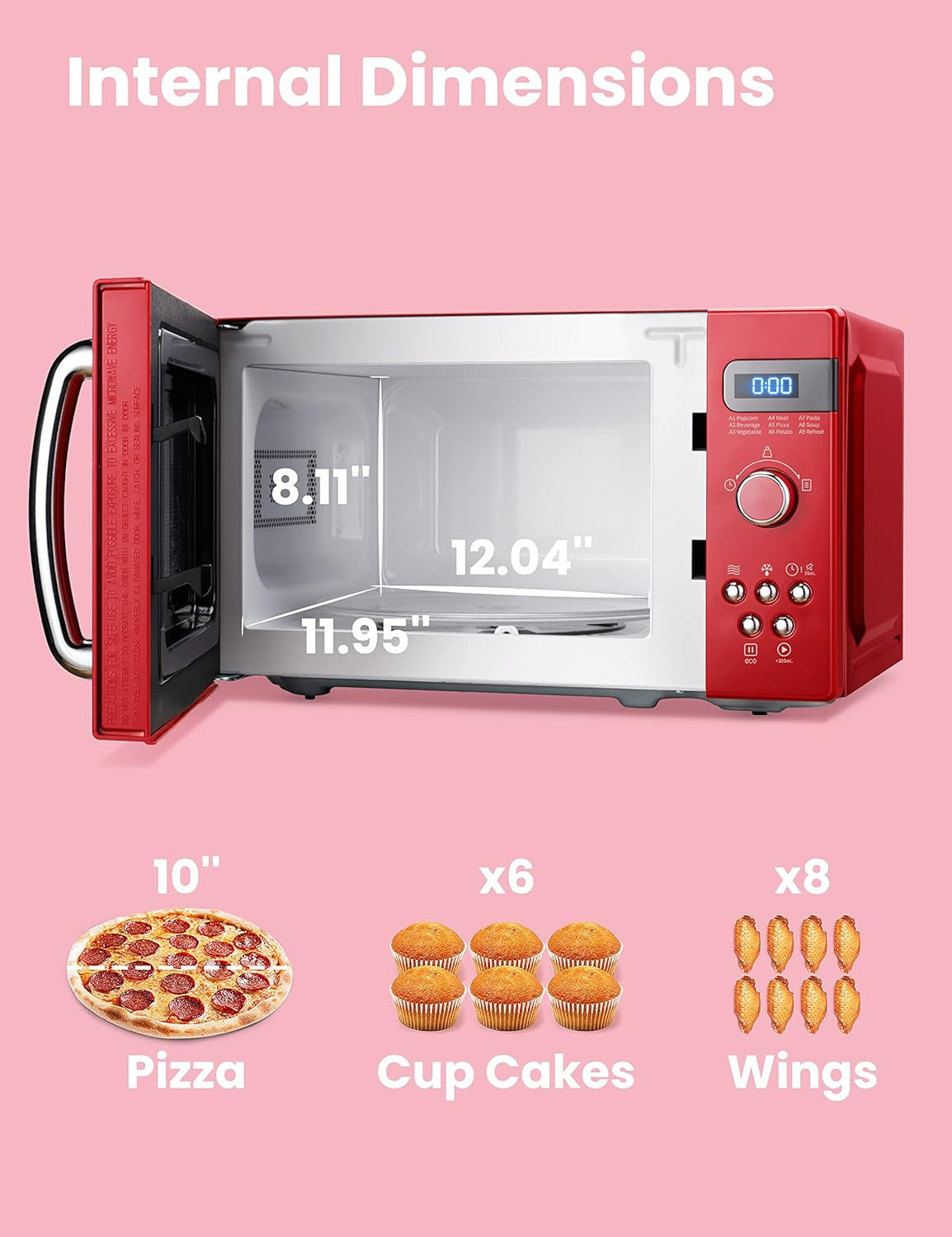 COMFEE' Retro Small Microwave Oven with Compact Size, 9 Preset Menus, Position-Memory Turntable, Mute Function, Countertop, Perfect for Small Spaces, 0.7 Cu Ft/700W, Red, AM720C2RA-R