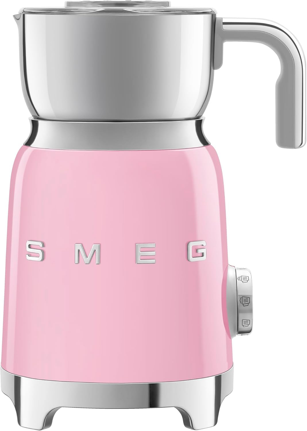 SMEG Retro 50'S Style Milk Frother with 2 Disks 6 Preset Programs Hot or Cold Frothing and Induction Heating (Pink)