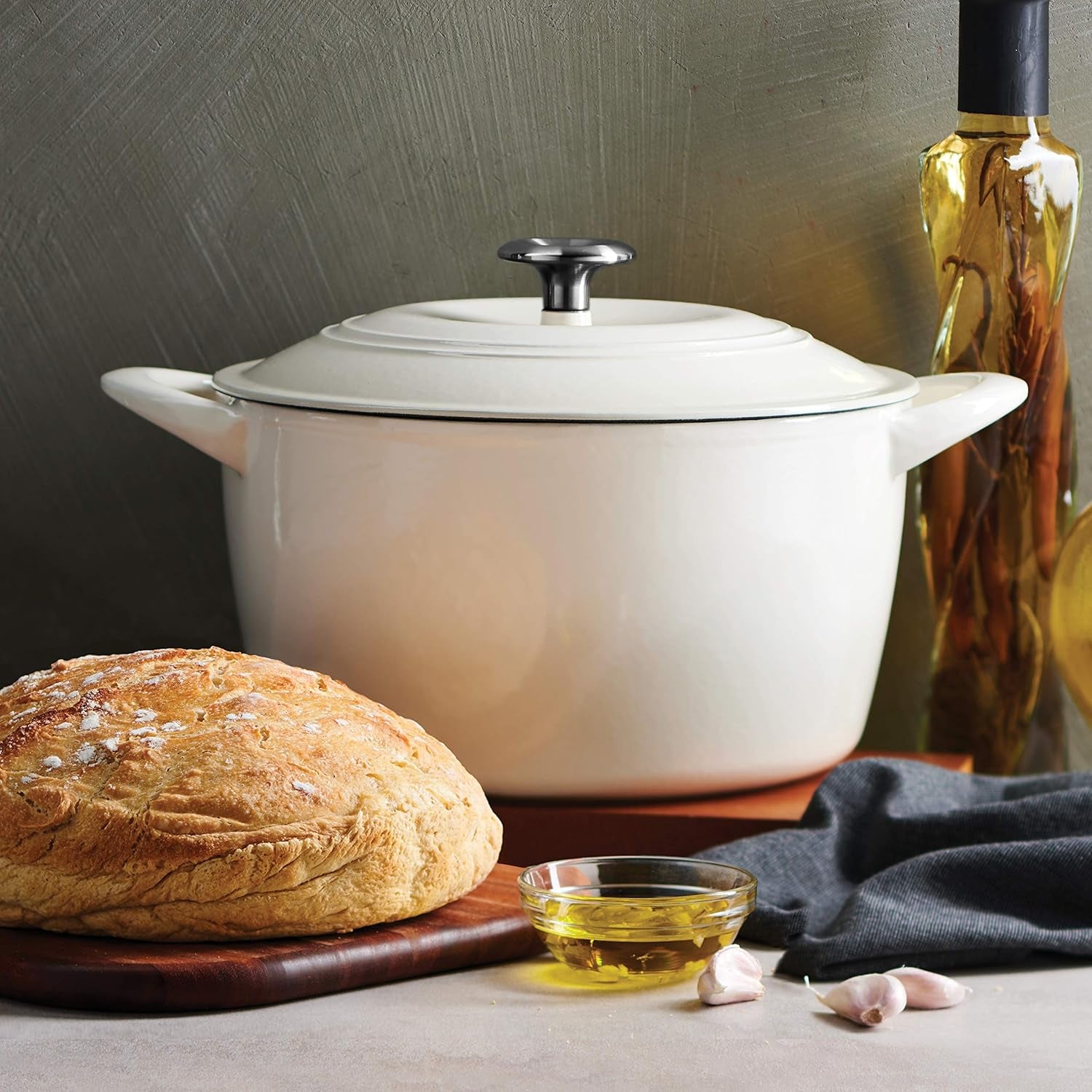 Tramontina 7 Qt Enameled Cast Iron Covered Tall round Dutch Oven (Latte) - 80131/353DS