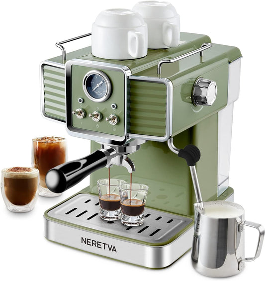 Neretva Espresso Coffee Machine 15 Bar with Milk Frother Steam 