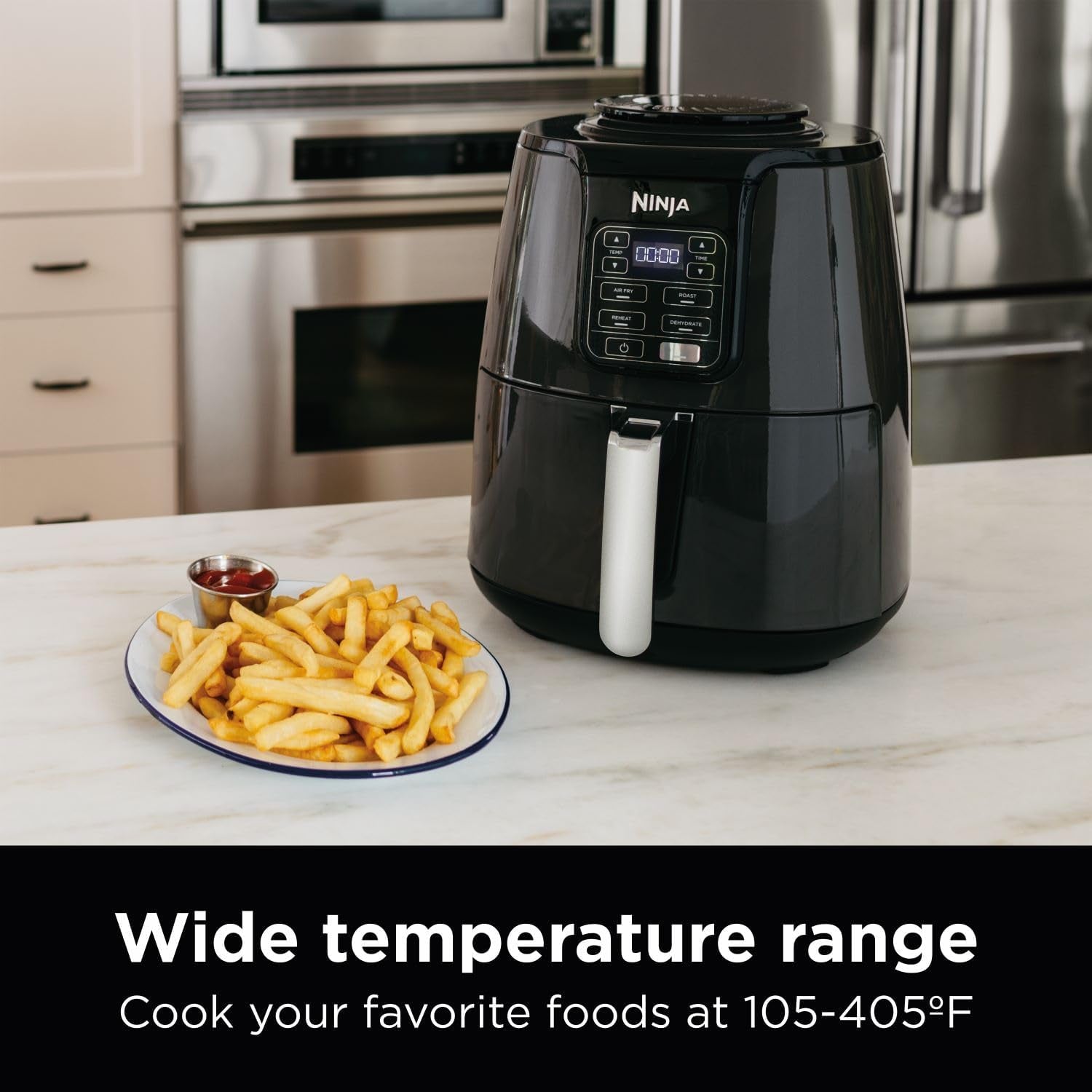 Ninja Air Fryer, Roast, Bake, Air Fry, Roast, Broil, Reheats, & Dehydrates, 4-In-1, Fries, Frozen Food, Veggies, and Juicy Meat, Less Oil, Easy Meals, Healthy Meals, Compact, 4 QT, Grey, AF101