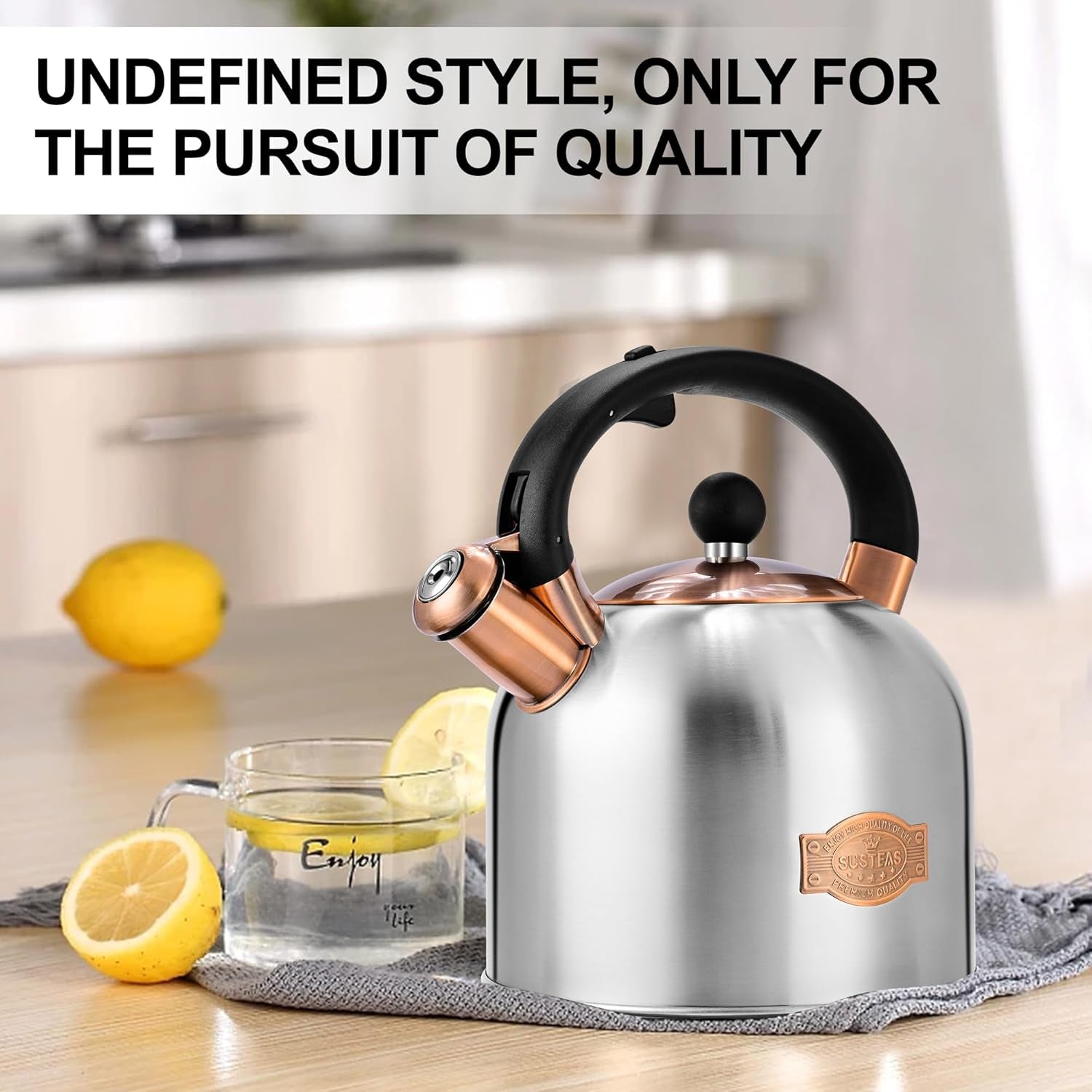 SUSTEAS Premium Stainless Steel Tea Kettle 3 Litter with Ergonomic Handle