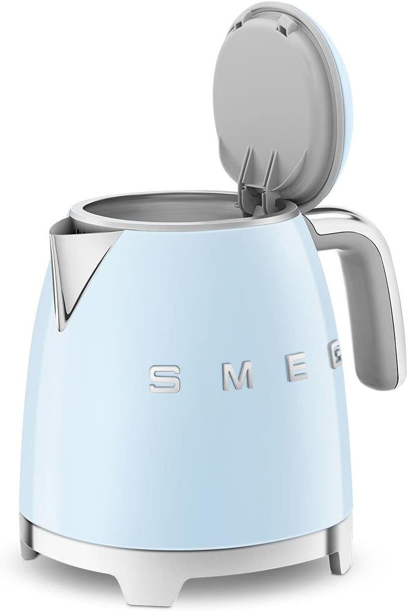 SMEG Mini 50'S Retro Style 3 Cup Electric Kettle with Double Wall anti Slip Base and Water Level Indicator (Pastel Blue)