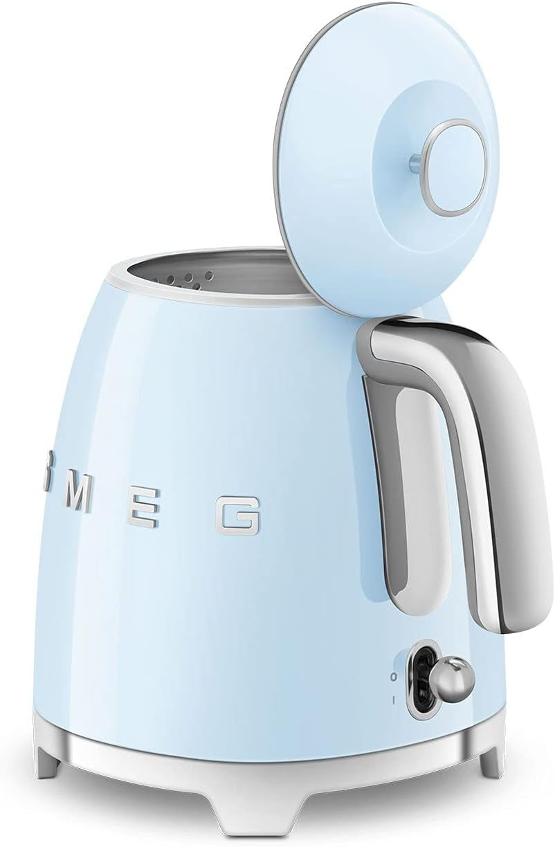 SMEG Mini 50'S Retro Style 3 Cup Electric Kettle with Double Wall anti Slip Base and Water Level Indicator (Pastel Blue)