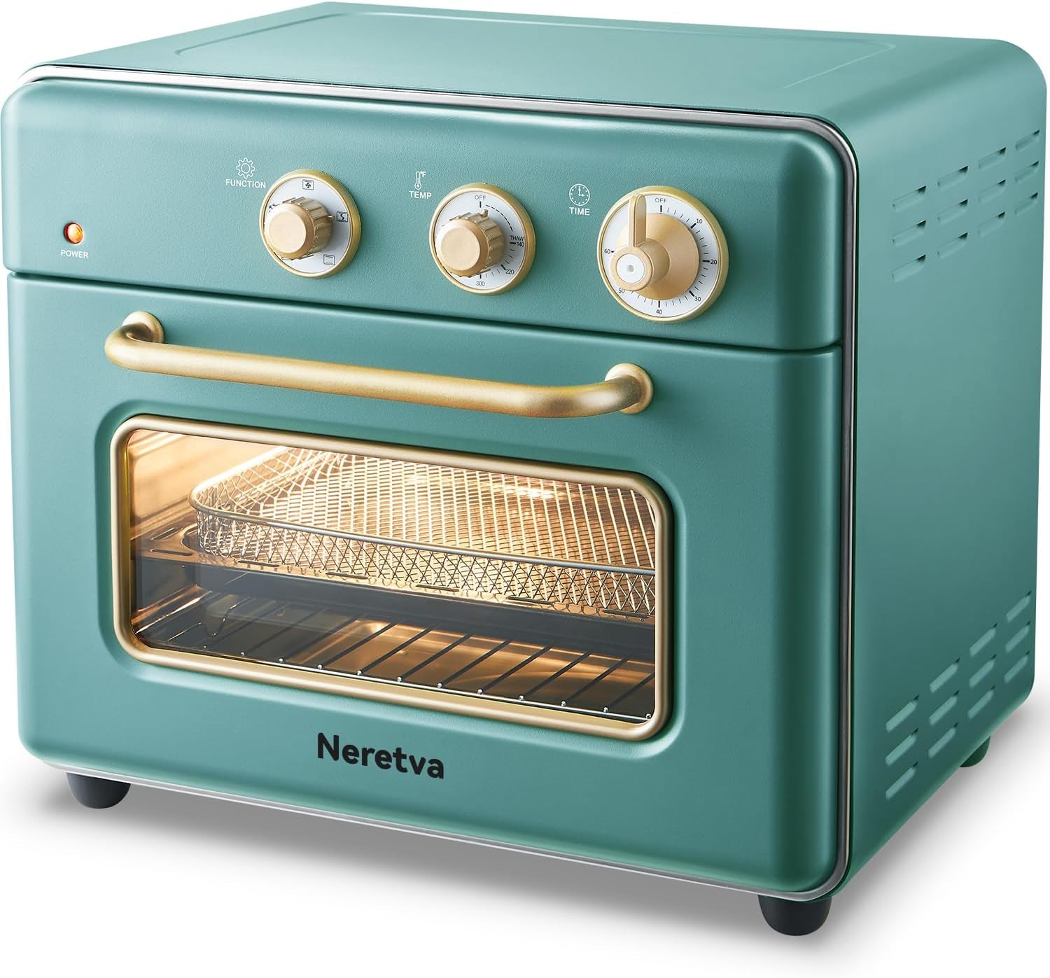 Neretva Oven & Air Fryer Stainless Steel with 5 Slices 21Litter 1500W Rapid Heat