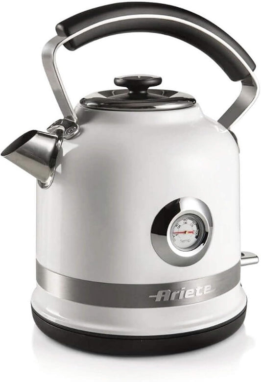 Ariete 2854 Moderna Bollitore Elettrico, 2000 W, Capacità 1,7 L, 360° Cordless, Sistema Di Spegnimento Automatico, Filtro Rimovibile, Livello Acqua Visibile, Termometro, Bianco