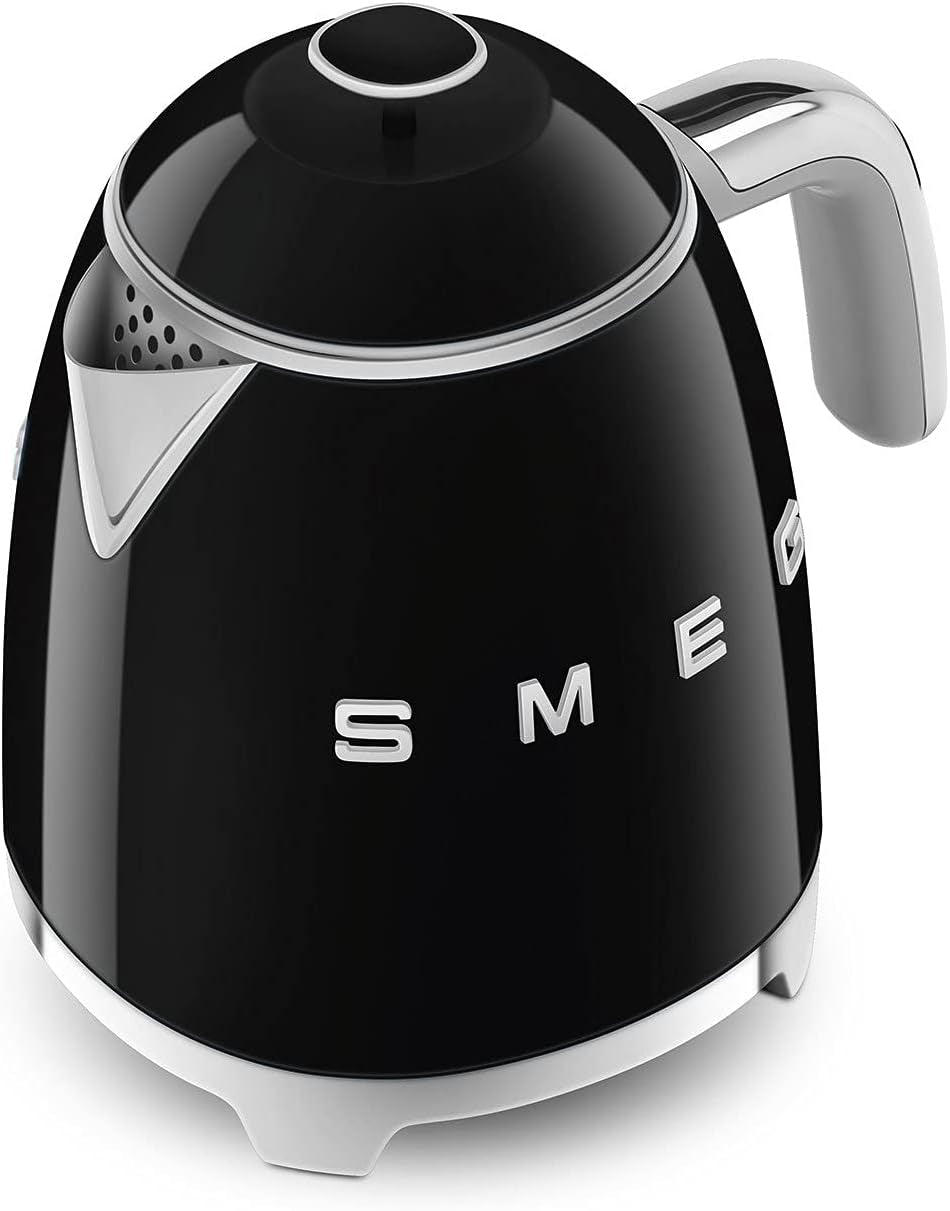 SMEG Mini 50'S Retro Style 3 Cup Electric Kettle with Double Wall anti Slip Base and Water Level Indicator (Black)