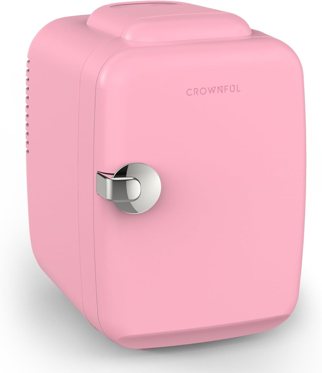 CROWNFUL Mini Fridge 4 Liter 6 Can Portable Cooler and Warmer Fridge for Skin Care & Cosmetics (Pink)