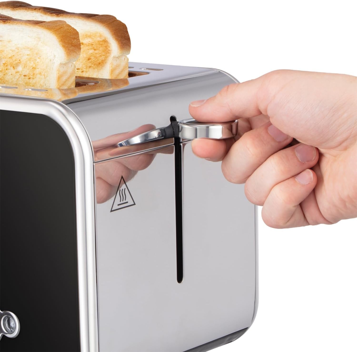 2 Slice Distinctions Toaster (Countdown to Ready, Extra Wide & Long Slots, 6 Browning Levels, Defrost/Reheat/Cancel Function, Lift & Look Feature, 1600W, Stainless Steel & Black) 26430