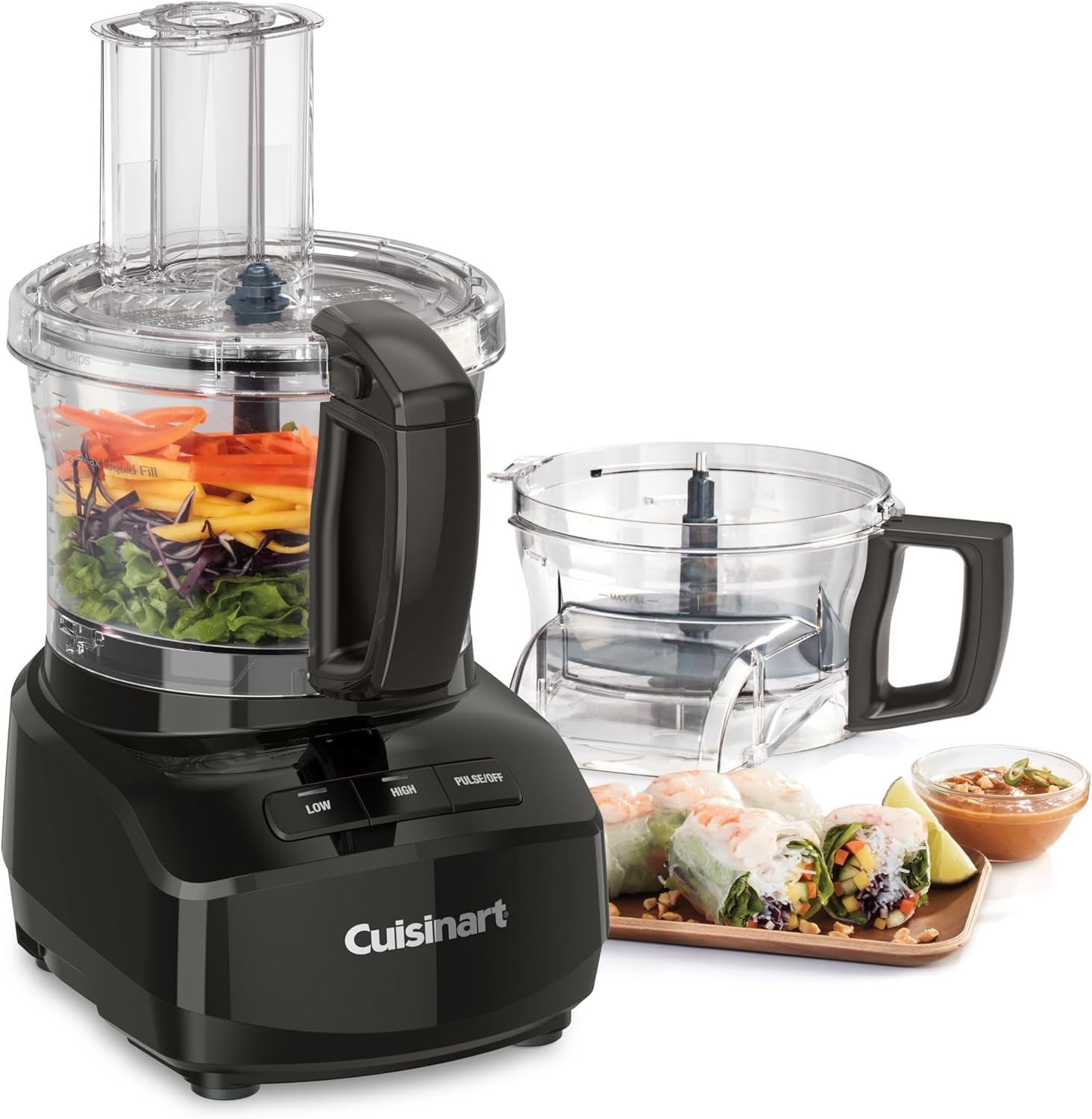 Cuisinart 9-Cup Continuous Feed Food Processor with Fine and Medium Reversible Shredding and Slicing Disc, Universal Blade, Continuous-Feed Attachment, and In-Bowl Storage (Black)