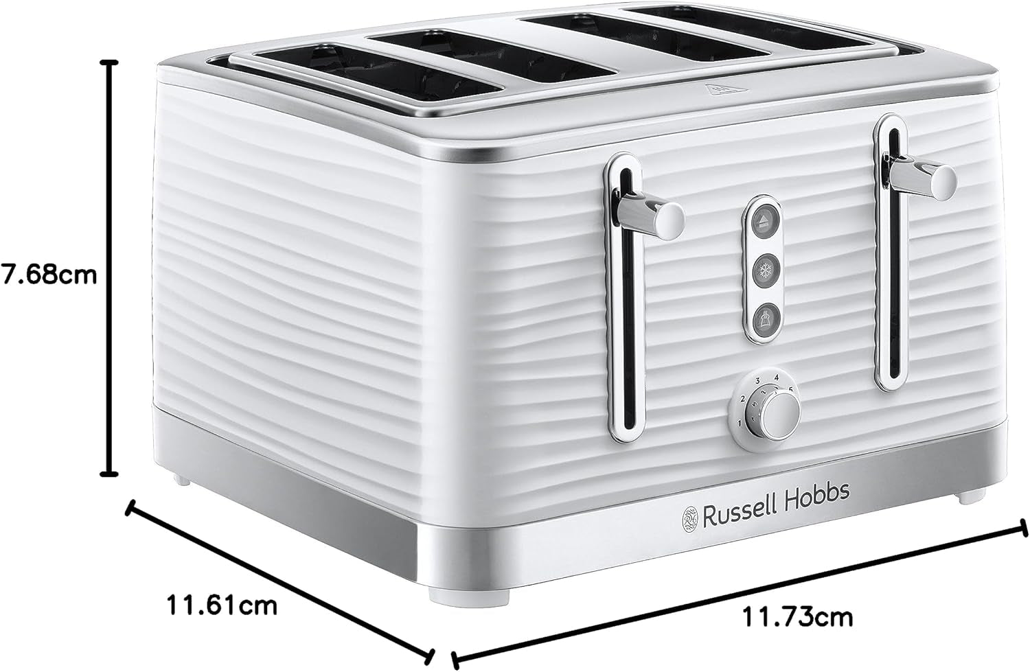 Inspire 4 Slice Toaster (Extra Wide Slots, High Lift Feature, 6 Browning Levels, Frozen/Cancel/Reheat Function with Blue LED Illumination, 1800W, White Textured High Gloss) 24380