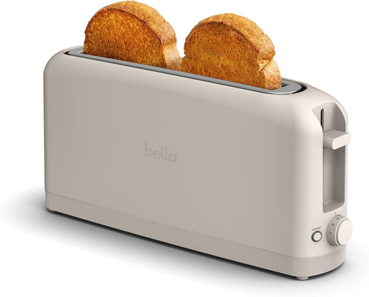 Bella 2 Slice Slim Toaster, Fits-Anywhere™ Kitchenware, 6 Setting Shade Control with Reheat & Cancel Buttons, Removable Crumb Tray, 10” Long Slot, anti Jam & Auto Shutoff, 900 Watt, Oatmilk