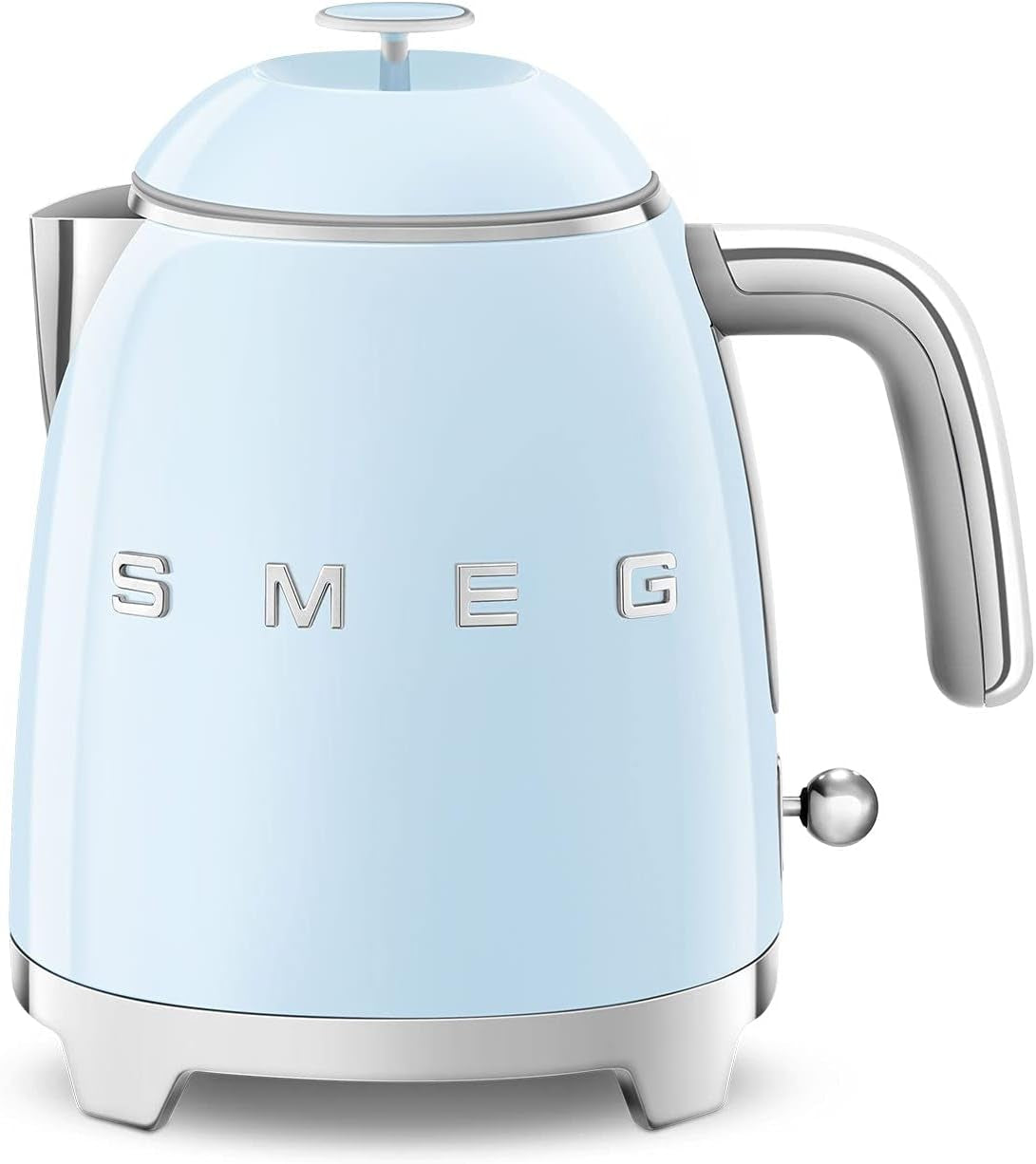 SMEG Mini 50'S Retro Style 3 Cup Electric Kettle with Double Wall anti Slip Base and Water Level Indicator (Pastel Blue)