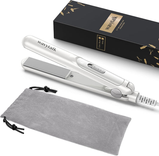 Wavytalk Ceramic Mini Hair Straightener - Curls Bangs - Dual Voltage White