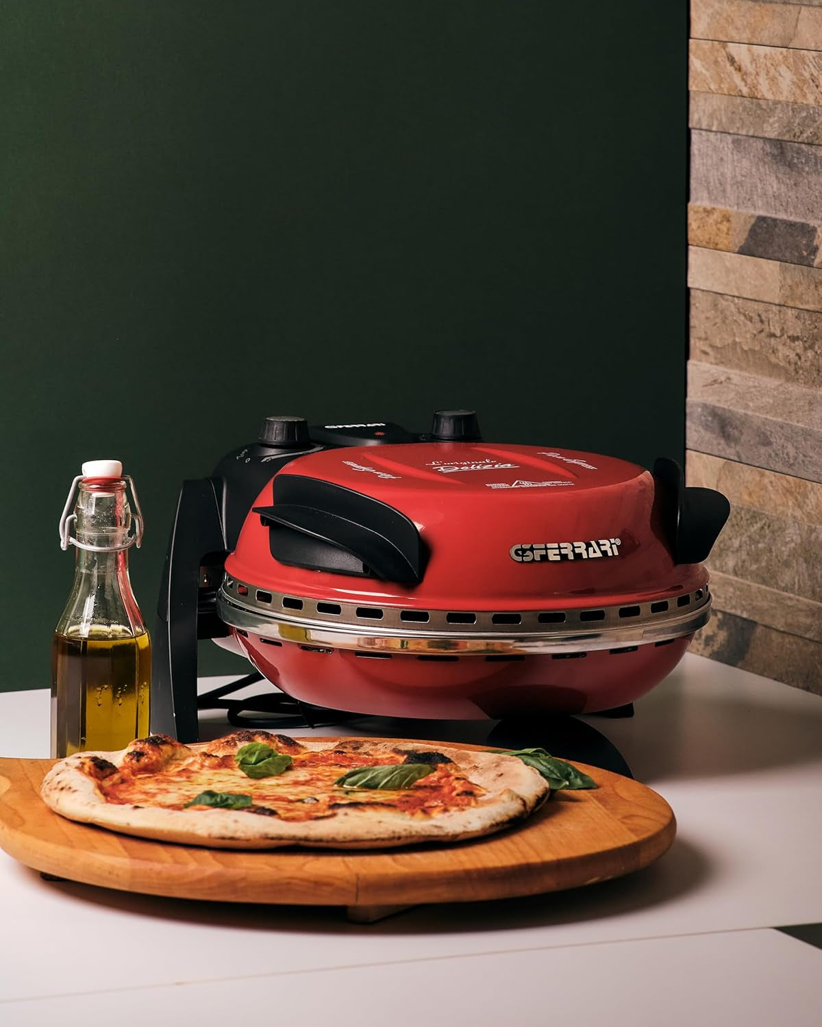 G3 Ferrari Pizza Oven With Adjustable Thermostat 400°C Double Heating Resistance 1200W Red