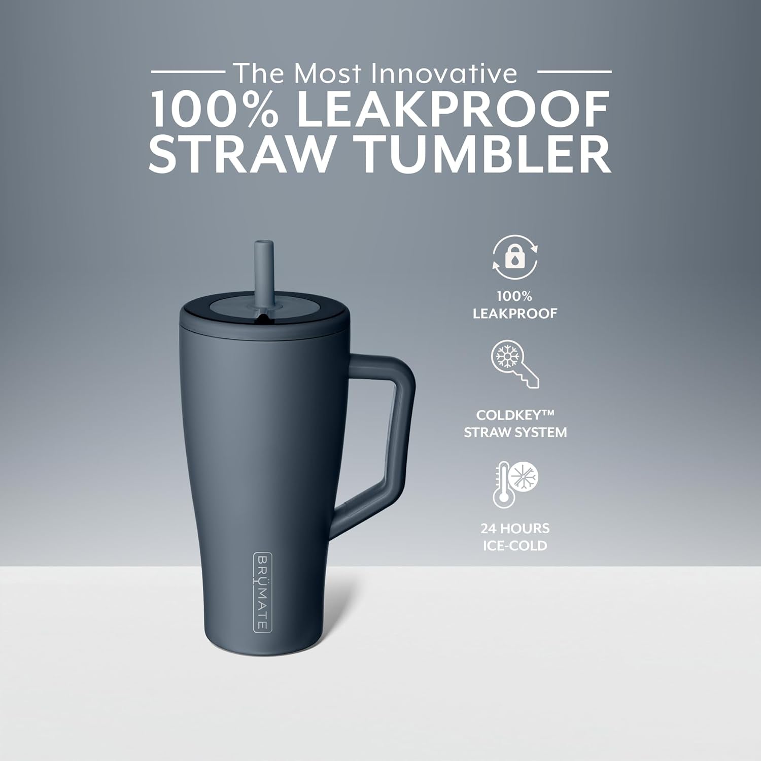 Brümate Era 30 Oz Tumbler with Handle and Straw | 100% Leakproof Insulated Tumbler with Lid and Straw | Made of Stainless Steel | Cup Holder Friendly Base | 30Oz (Nightfall Blue)