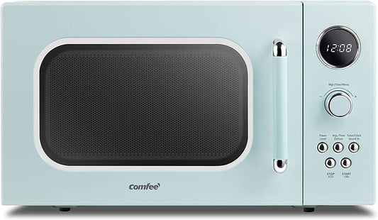 COMFEE' CM-M091AGN Retro Microwave with Multi-Stage Cooking, 9 Preset Menus and Kitchen Timer, Mute Function, ECO Mode, LED Digital Display, 0.9 Cu.Ft, 900W, Green