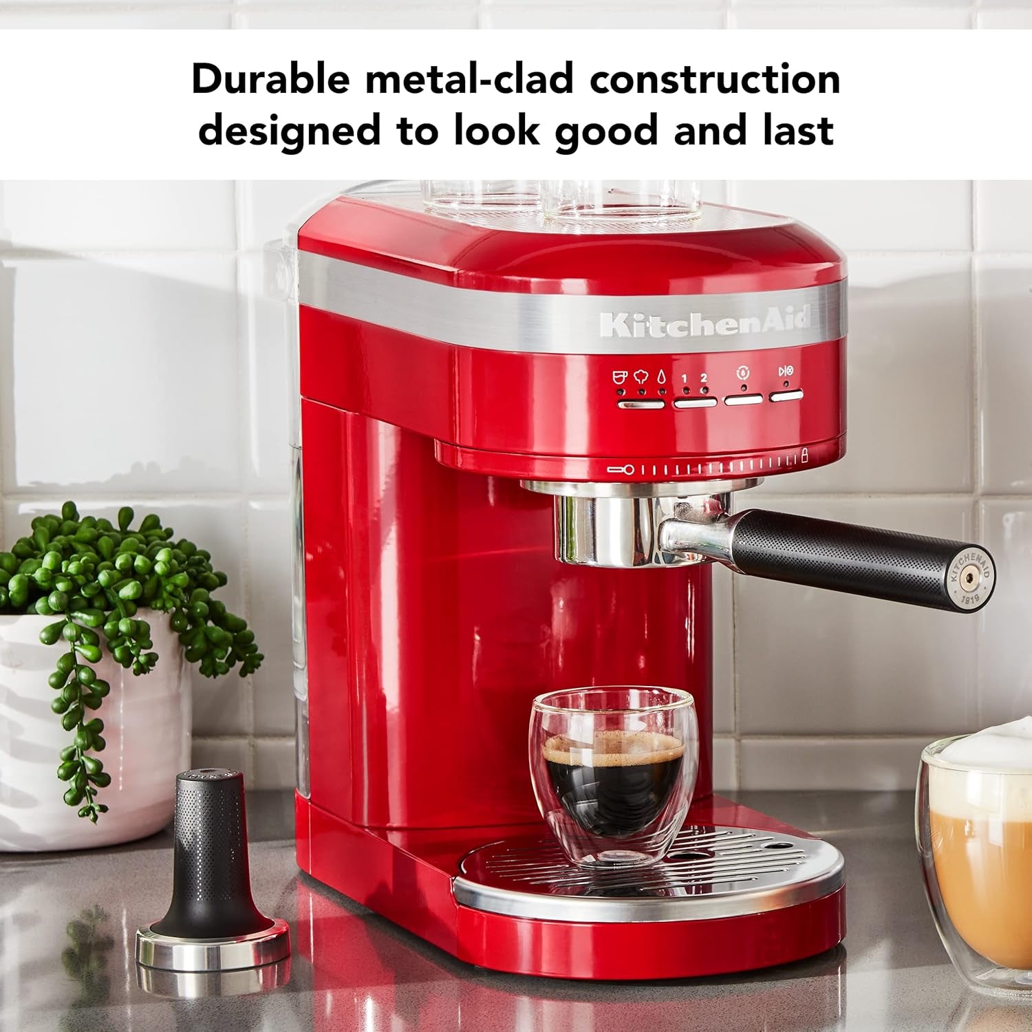 Kitchenaid Metal Semi-Automatic Espresso Machine - KES6503, Empire Red, 1.4 Liters