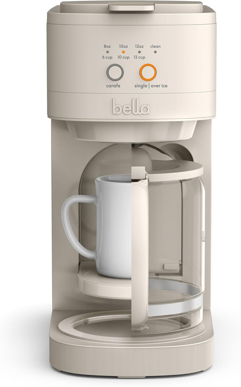 Bella Versabrew 2-In1 Coffee Maker, Fits-Anywhere Kitchenware, Brew 3 Sizes Carafes & Single Serve Cups, Dishwasher Safe Reusable Filter & Filter Holder, Iced Coffee Function, 60Oz Tank, Oatmilk