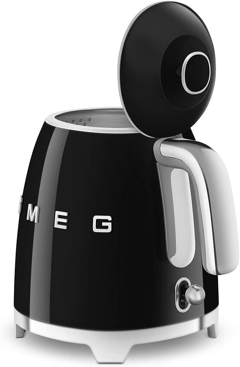 SMEG Mini 50'S Retro Style 3 Cup Electric Kettle with Double Wall anti Slip Base and Water Level Indicator (Black)