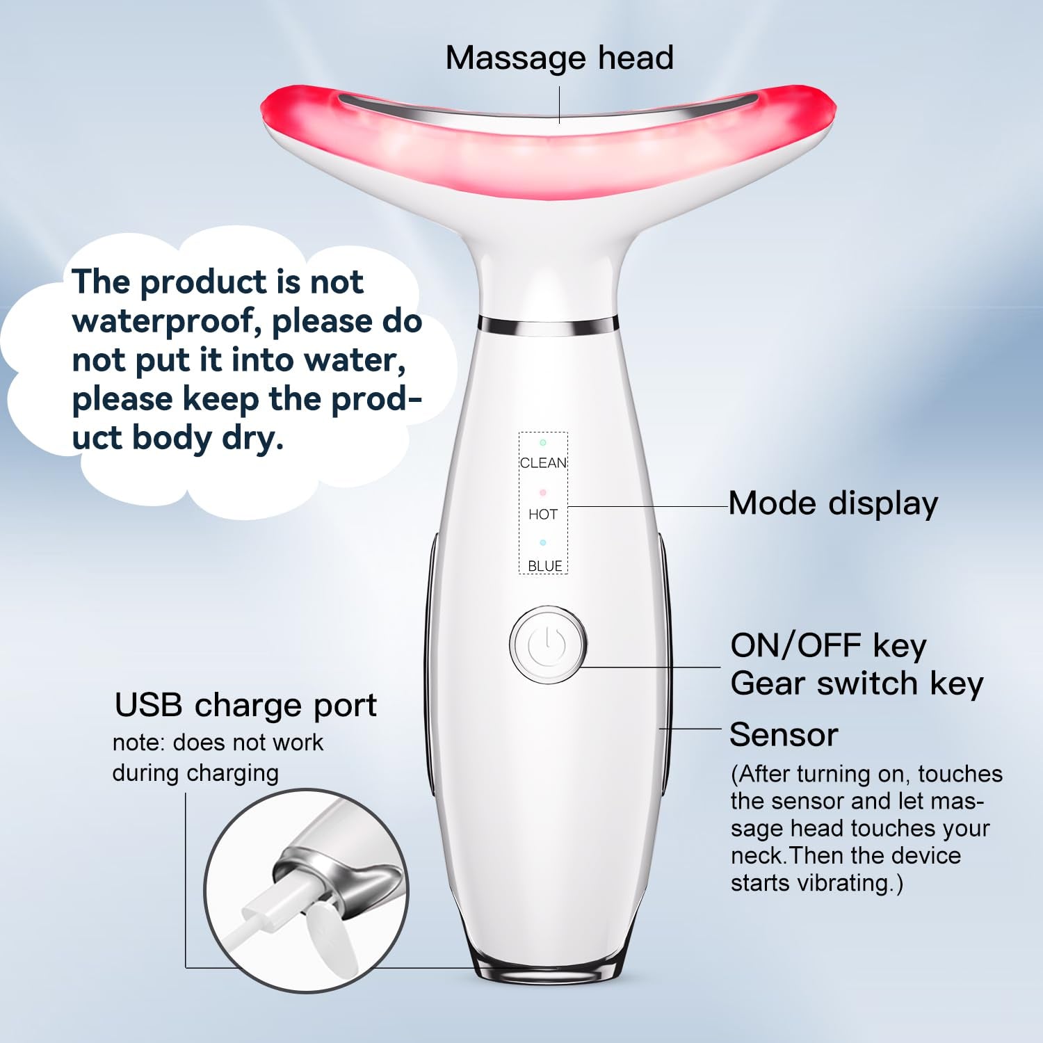 Enarit 3-In-1 Beauty Massager for Face and Neck | Based on Triple Action LED | Thermal and Vibration Technologies for Skin Care