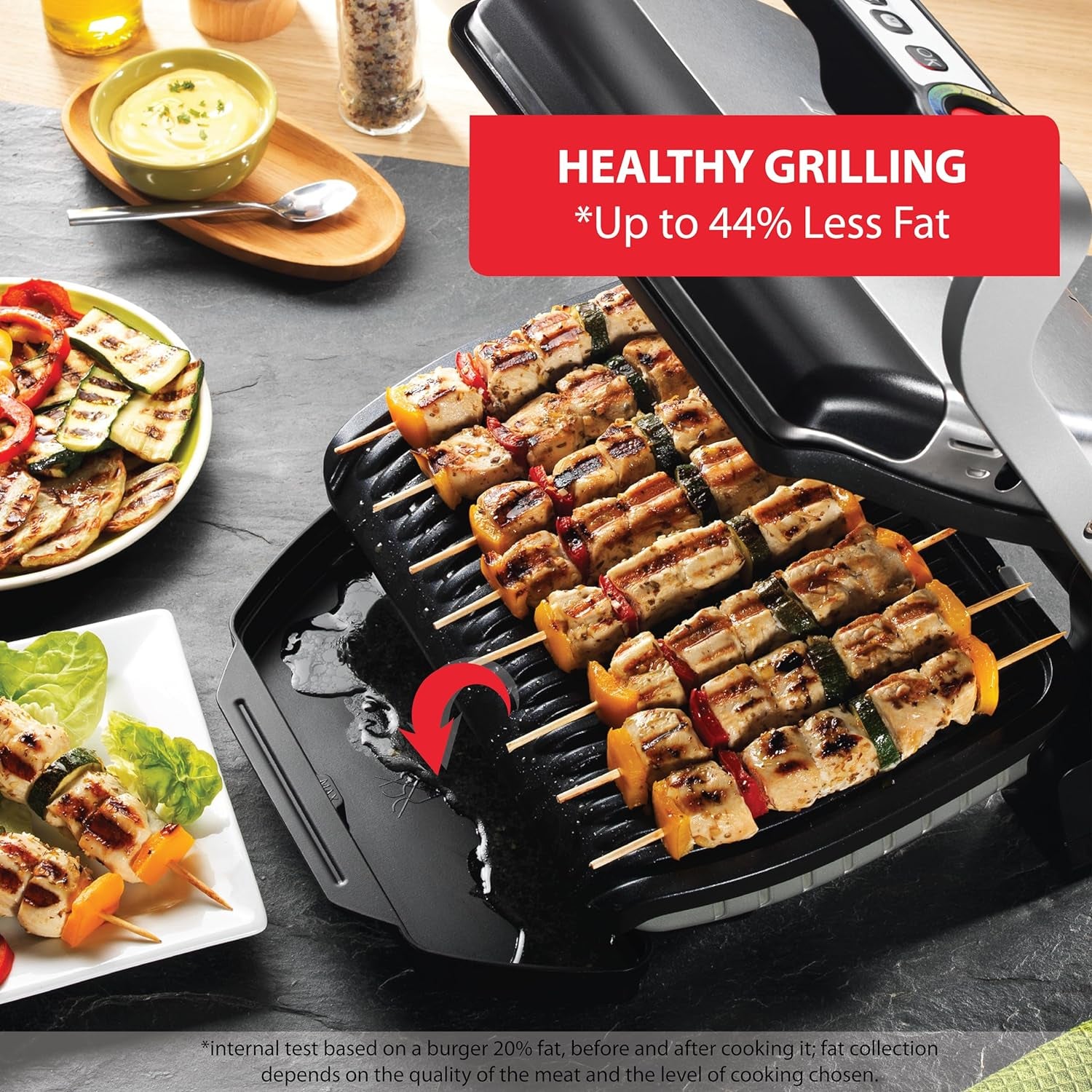 Optigrill Stainless Steel Electric Grill Indoor 4 Servings 6 Automatic Cooking Modes, Intelligent Grilling Rare to Well-Done, Nonstick Removable Plates, Dishwasher Safe, Panini Press, Silver