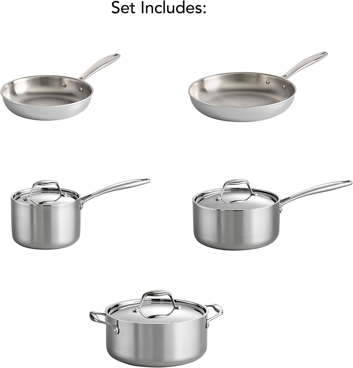 Tramontina Tri-Ply Clad Stainless Steel 8-Piece Cookware Set with Lids, Pots and Pans Kitchen Set, Induction-Ready, Dishwasher-Safe, Nsf-Certified, Made in Brazil