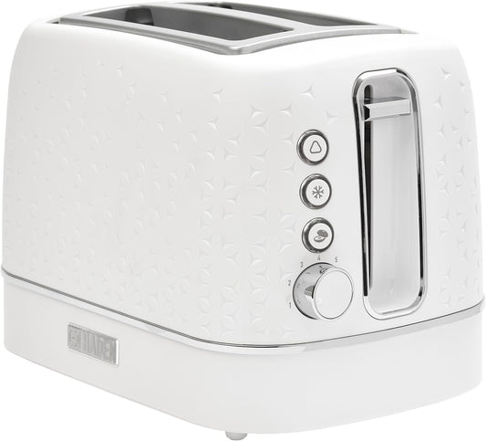 Haden Starbeck 2 Slice Wide Slot Stainless Steel Toaster with Adjustable Browning Control & Non-Slip Feet White & Chrome