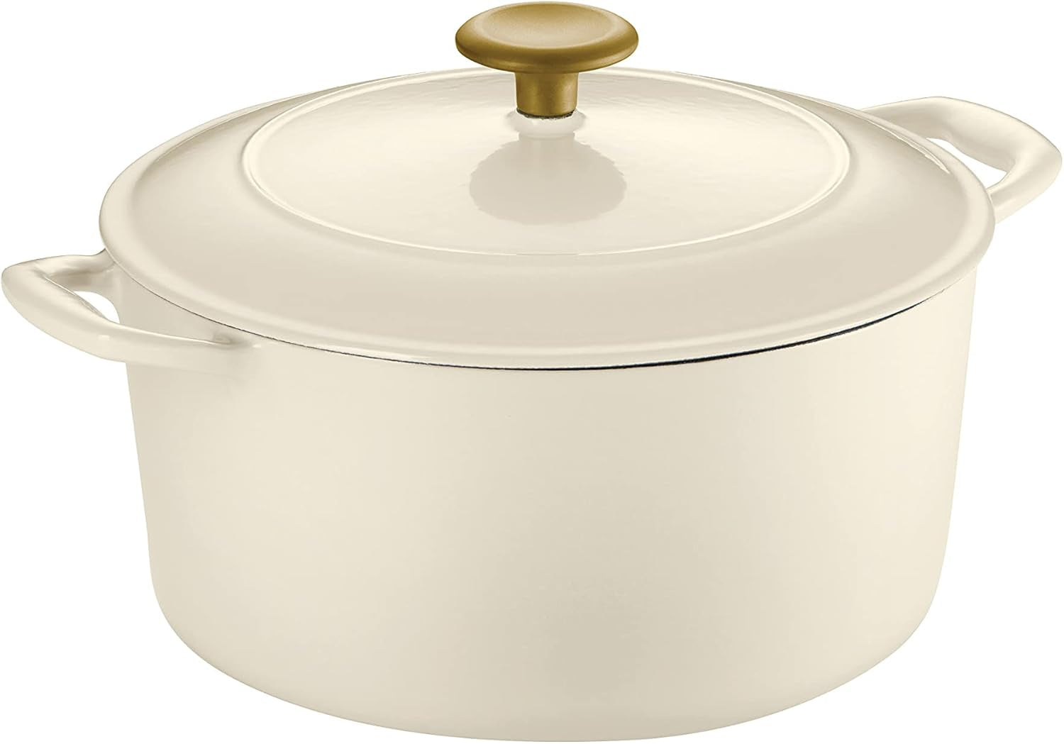 Tramontina Dutch Oven Cast Iron 5.5 Qt Latte with Gold Stainless Steel Knob, 80131/085DS