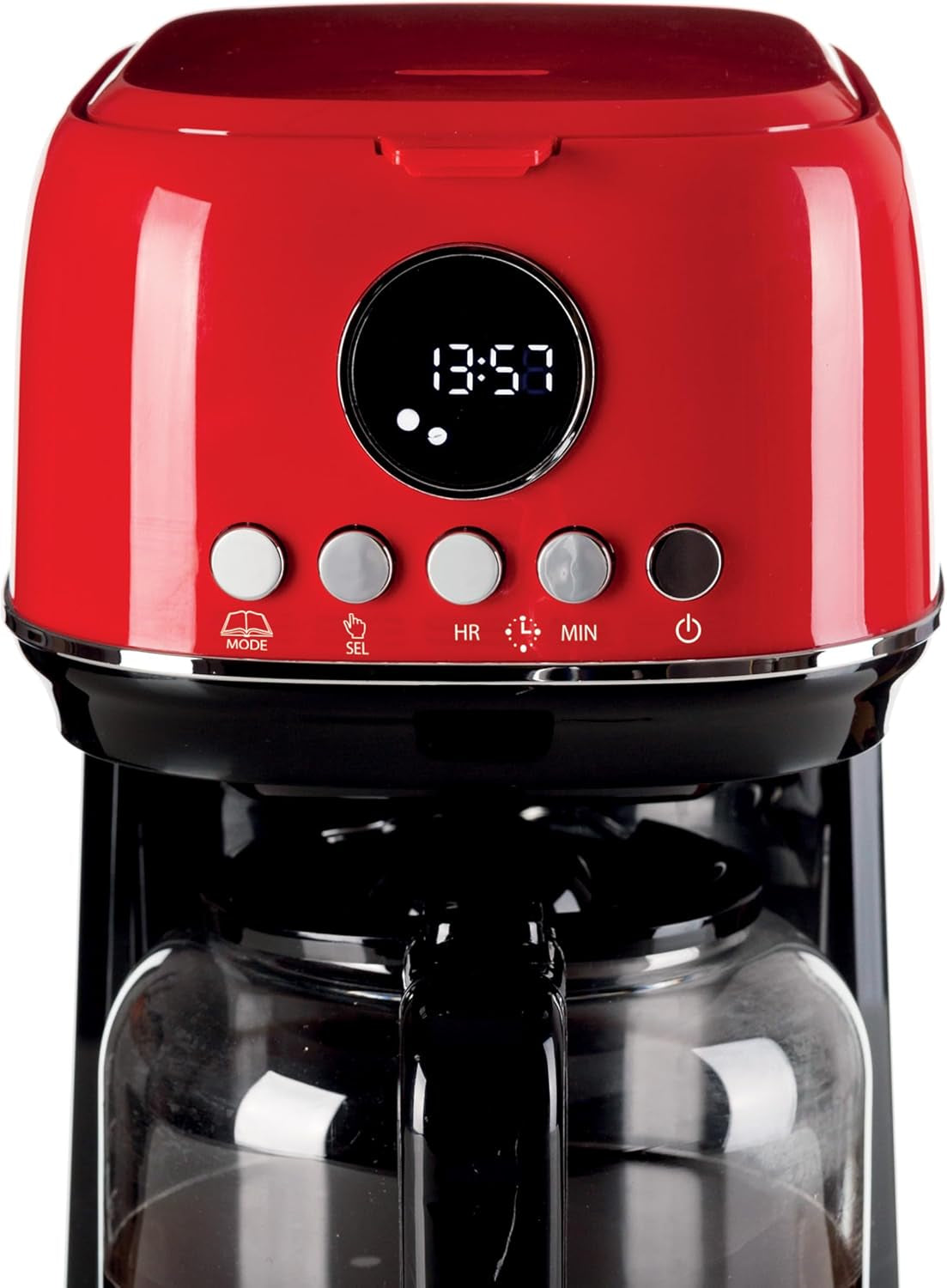 Ariete 1396 Macchina Da Caffè Con Filtro Moderna, Caffè Americano, Capacità Fino a 15 Tazze, Base Riscaldante, Display LCD, Filtri Estraibili E Lavabili, Rosso